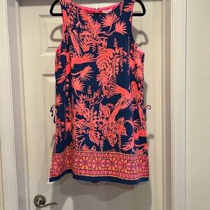 Lilly Pulitzer NWT Pink and Blue Romper with shorts built in. Sz 14
